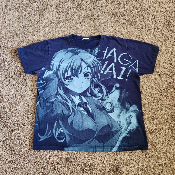 Vintage Anime Haganai Cospa T-Shirt Navy Blue Y2K Japanese Manga Promo Tee - Picture 1 of 6